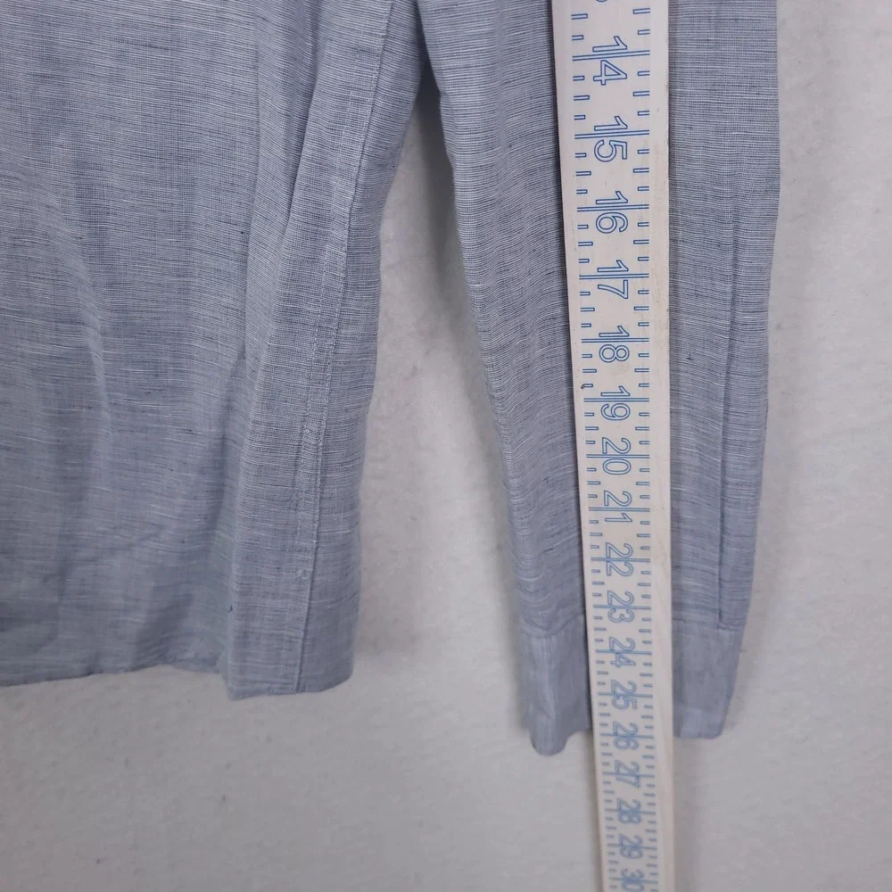 J. Crew Button Down Shirt Mens Large Blue Slim Fit Linen Cotton Long Sleeve